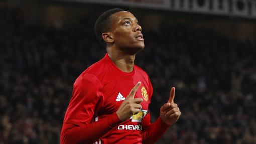 Martial, tras marcar un tanto en Old Traffod con el Manchester United