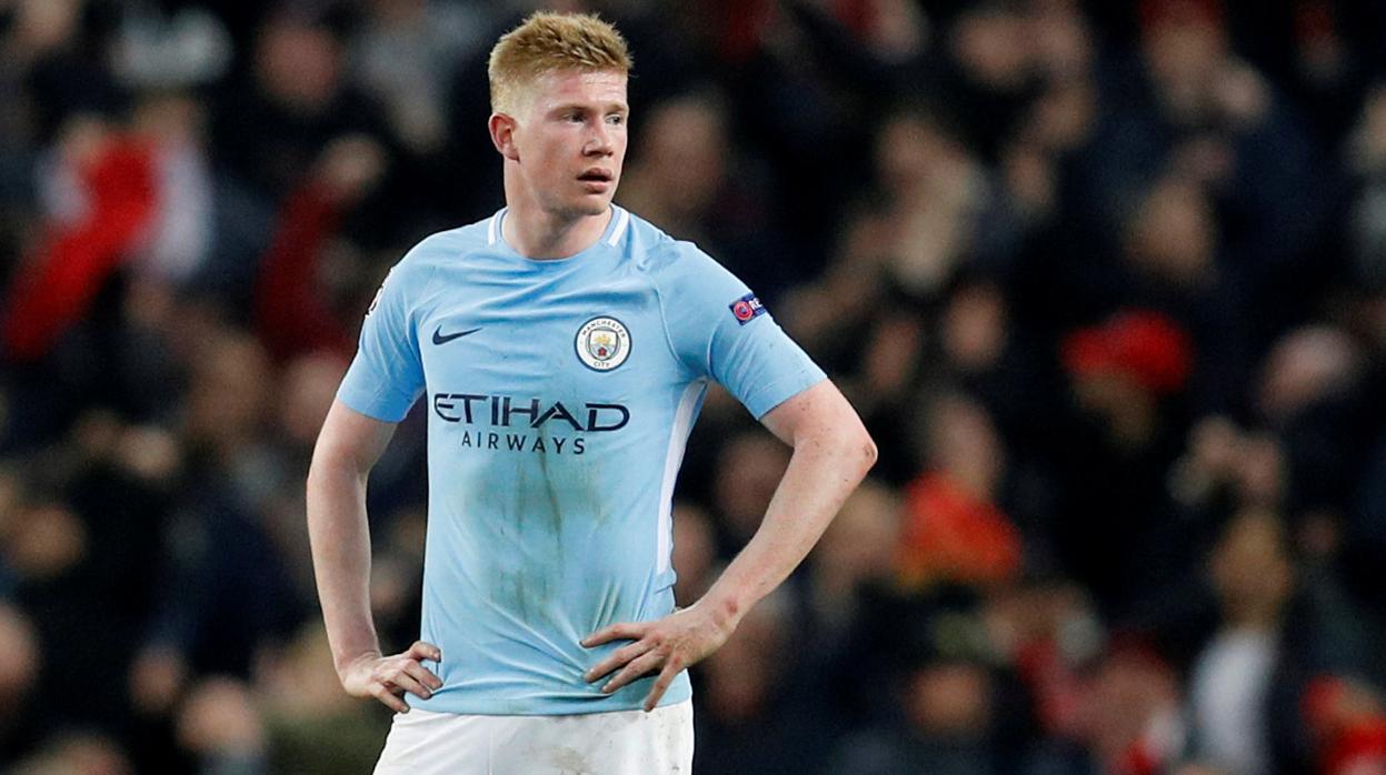 Kevin De Bruyne, durante un partido con el Manchester City en la Champions League 2017-2018