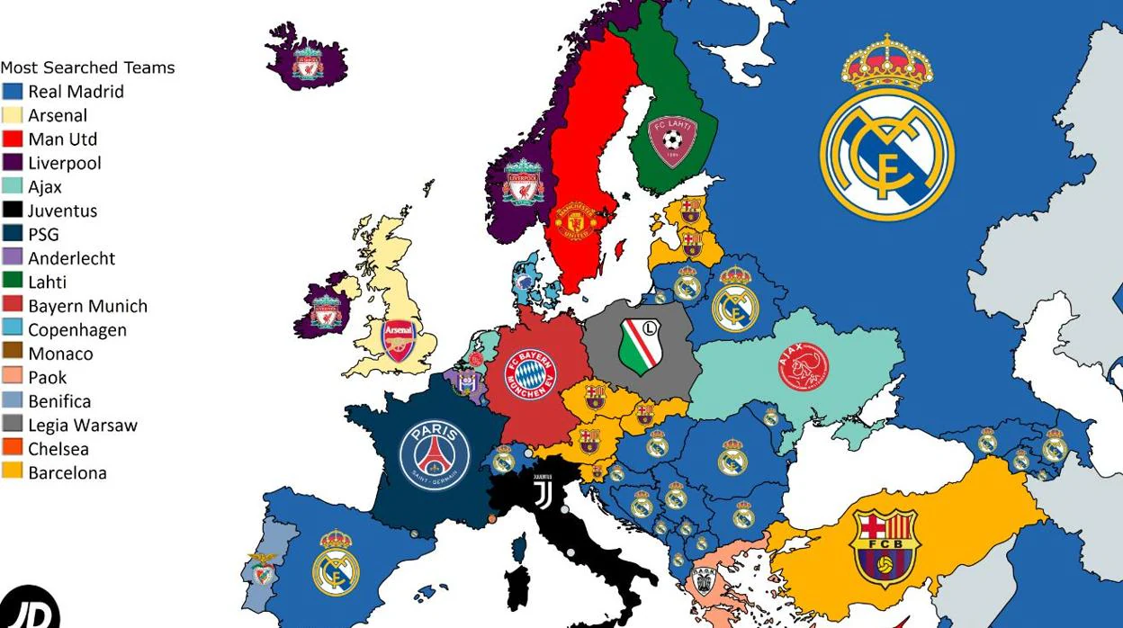 Mapa de las búsquedas de Europa