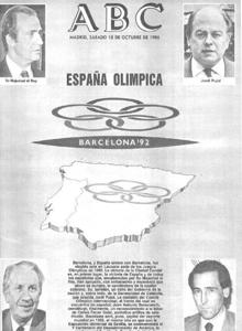 A las 13.30 horas del 17 de octubre de 1986, Samaranch pronunció la histórica frase: «À la ville de... Barcelona». Y la ciudad se convirtió en la sede de los JJ.OO. de 1992. Fue la culminación de su carrera. ABC llevó a su portada este logro histórico para España.