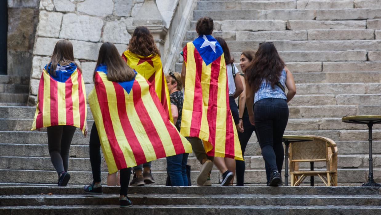 Banderas independentistas en Gerona