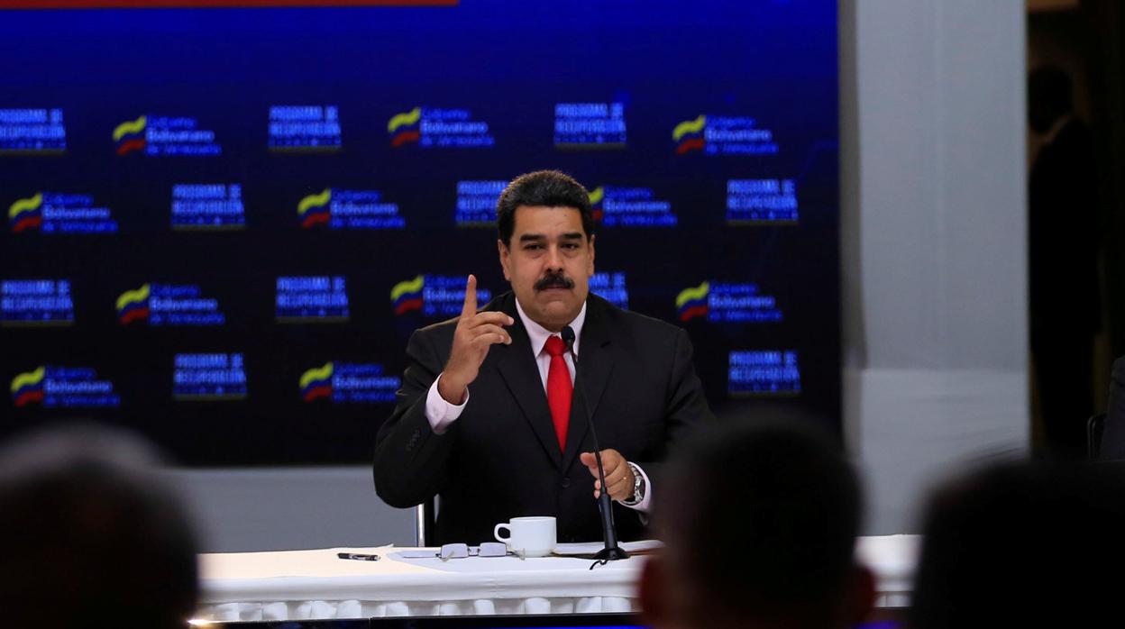 El presidente de Venezuela, Nicolás Maduro, durante una conferencia con empresarios de su país