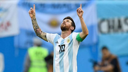Lionel Messi celebrando un gol con Argentina