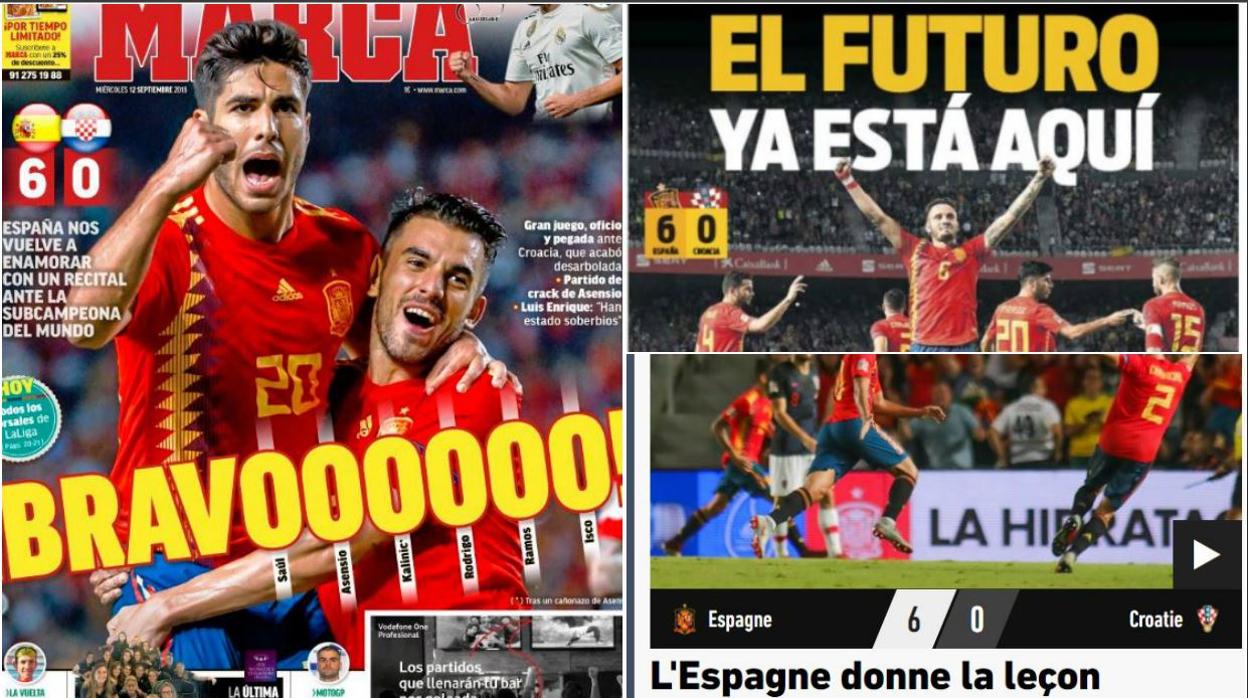 Así cuenta la prensa la exhibición de España ante Croacia