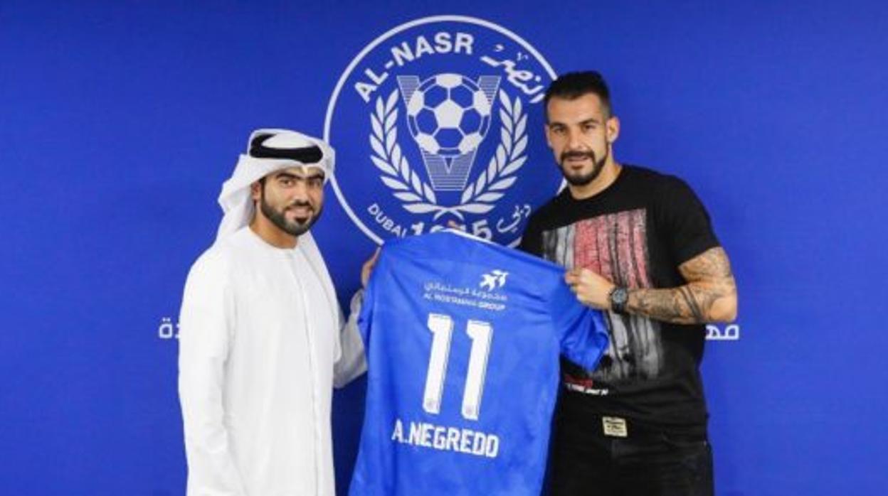 Álvaro Negredo, en su presentación con el Al Nasr