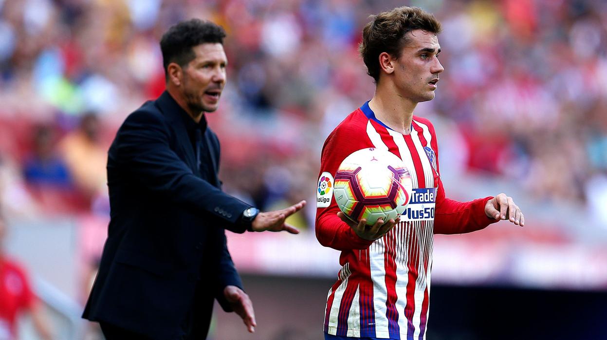 Simeone y Griezmann, en el último partido de Liga frente al Getafe