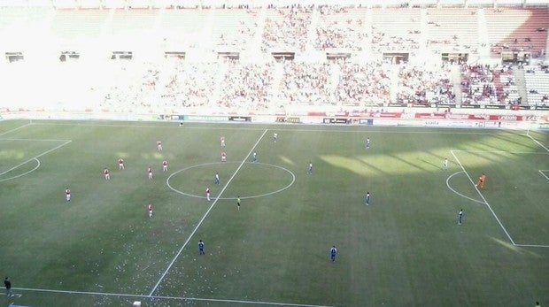 Protesta de los jugadores del Real Murcia por los impagos