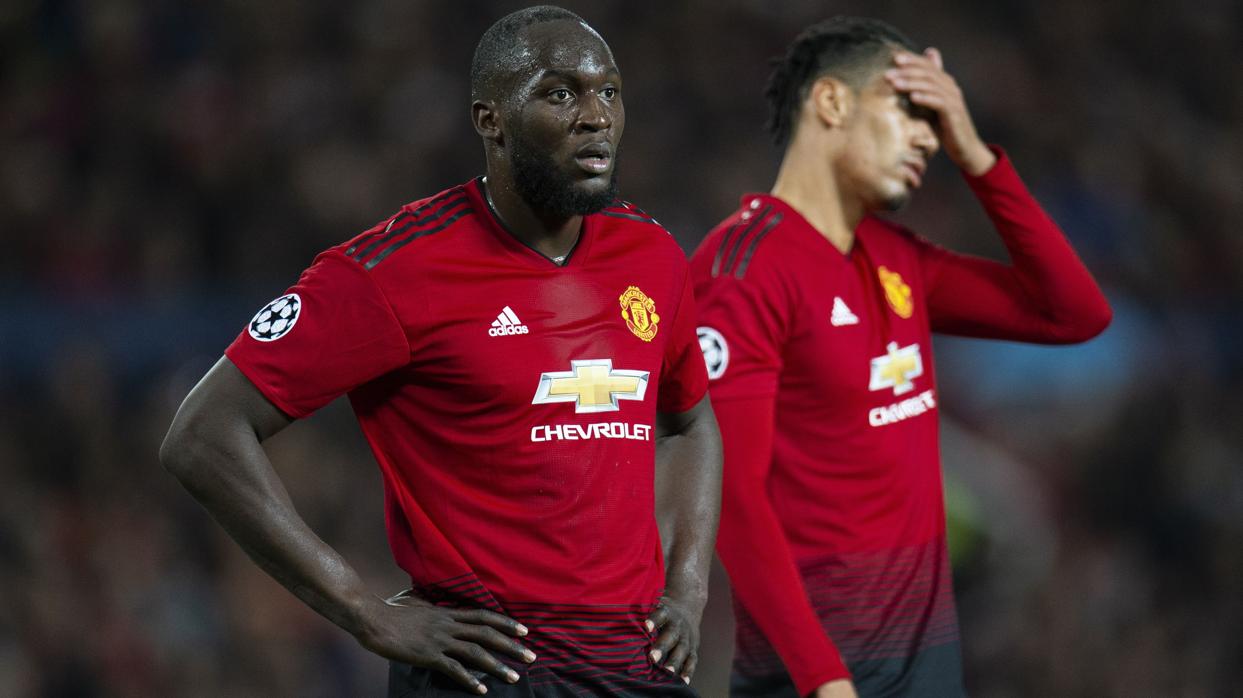 Los jugadores del United, durante el partido