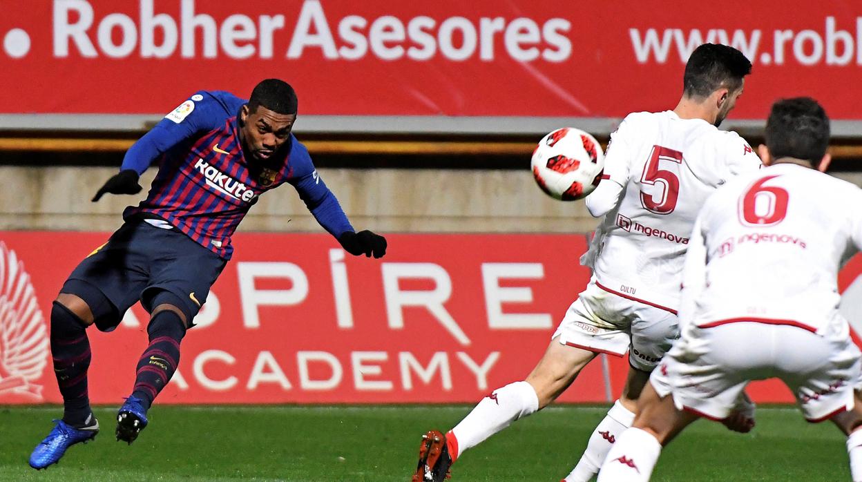 Malcom durante el partido de Copa que el Barcelona jugó ante la Cultural