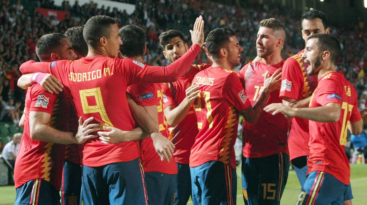 La selección española, en el duelo ante Croacia en Elche