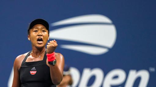 Osaka celebrando el pase a la final del US Open