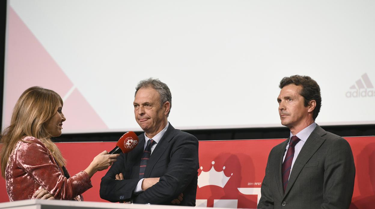 Joaquín Caparrós y Guillemo Amor, entrevistados por Susana Guasch tras el sorteo de Copa