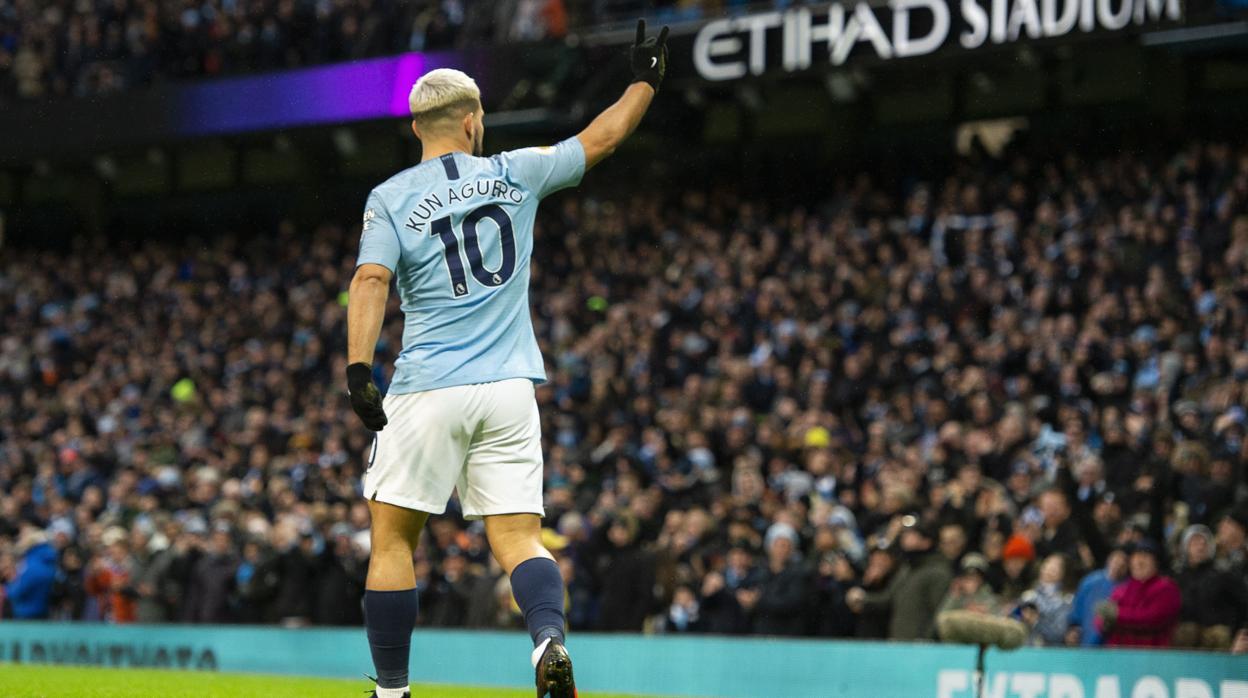 Agüero, en un partido del Manchester City