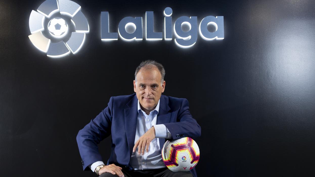 Javier Tebas, en la sede de LaLiga