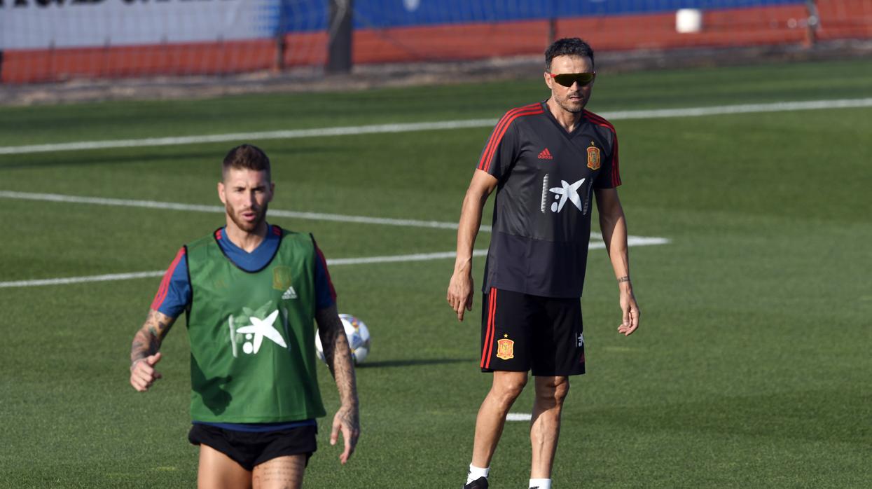 Ramos y Luis Enrique, en Las Rozas