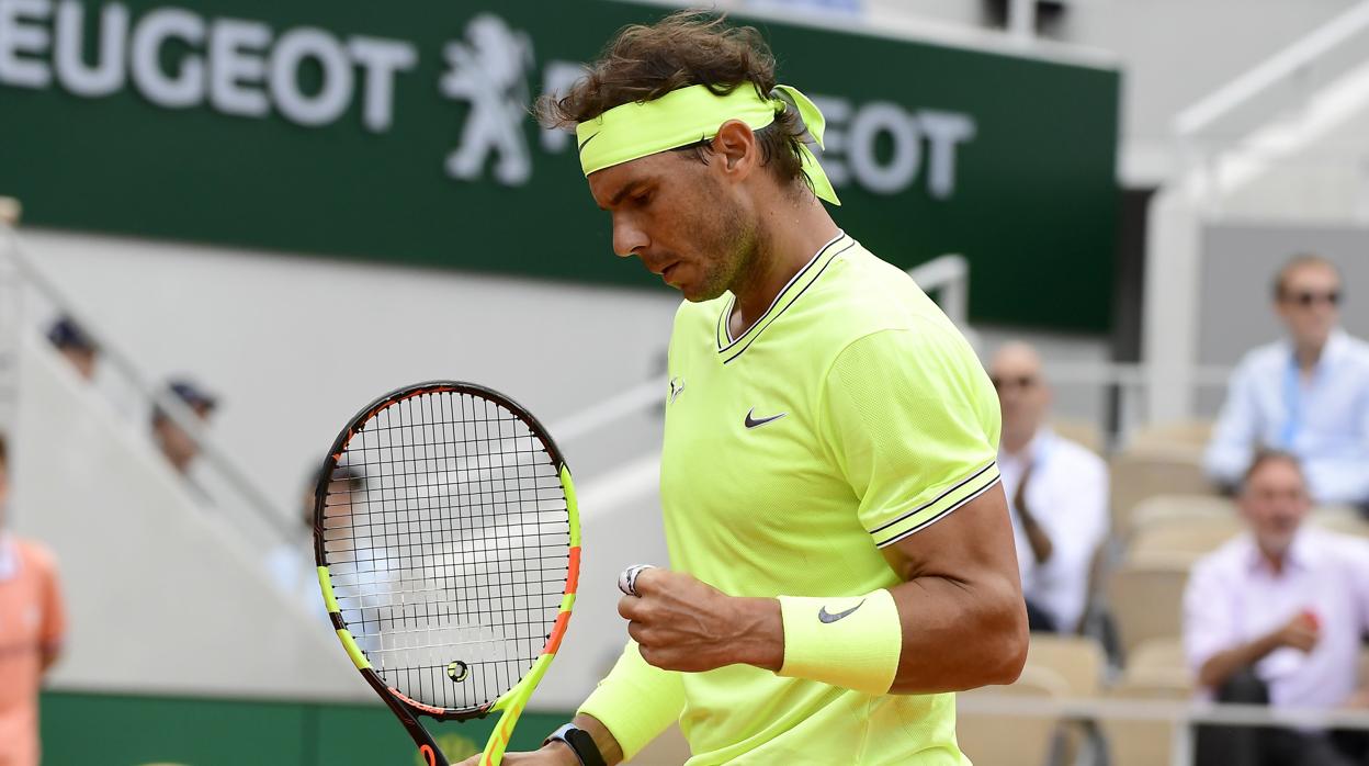 Nadal celebra un punto ante Nishikori