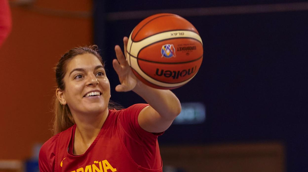 Marta Xargay, durante un entrenamiento con España en el Europeo