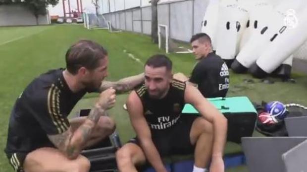 El vacile de Sergio Ramos a Nacho y Carvajal en el entrenamiento