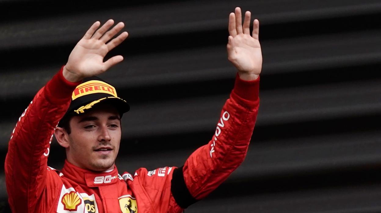 Leclerc celebra la victoria en Spa