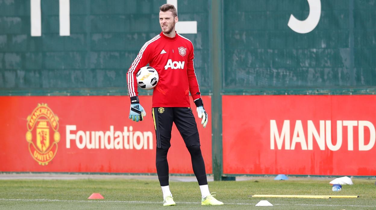 De Gea, durante un entrenamiento en Manchester