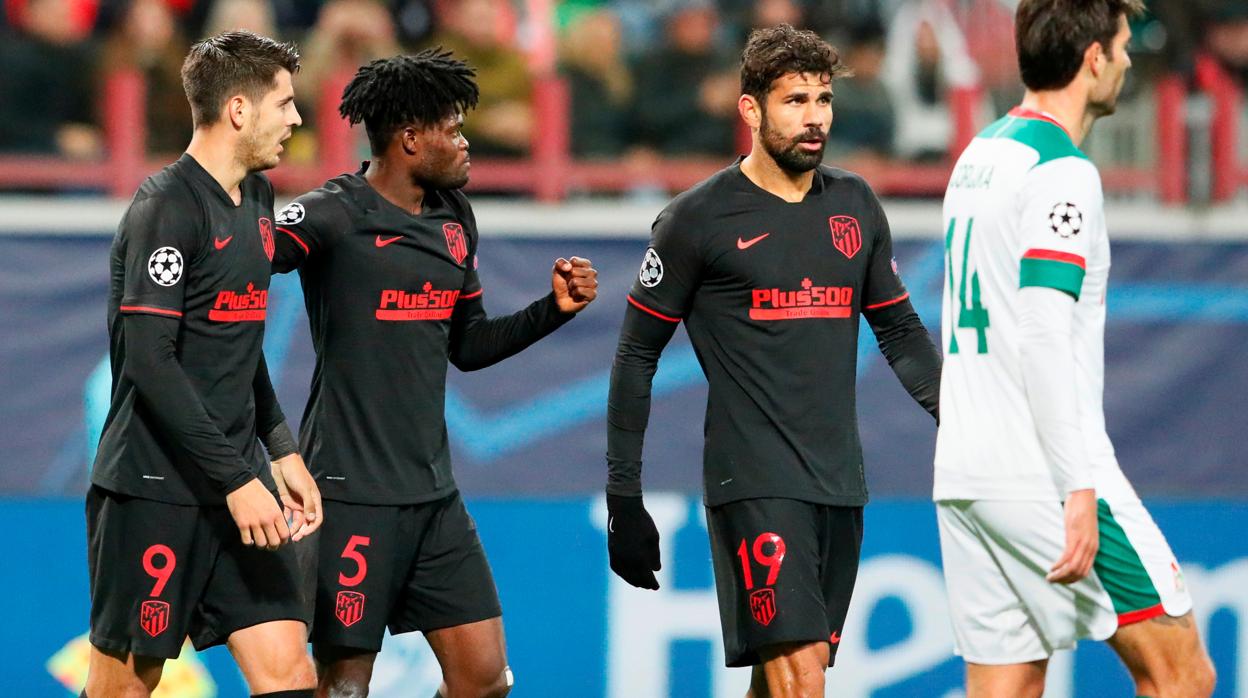 Thomas celebra su gol, el segundo del Atlético ante el Lokomotiv