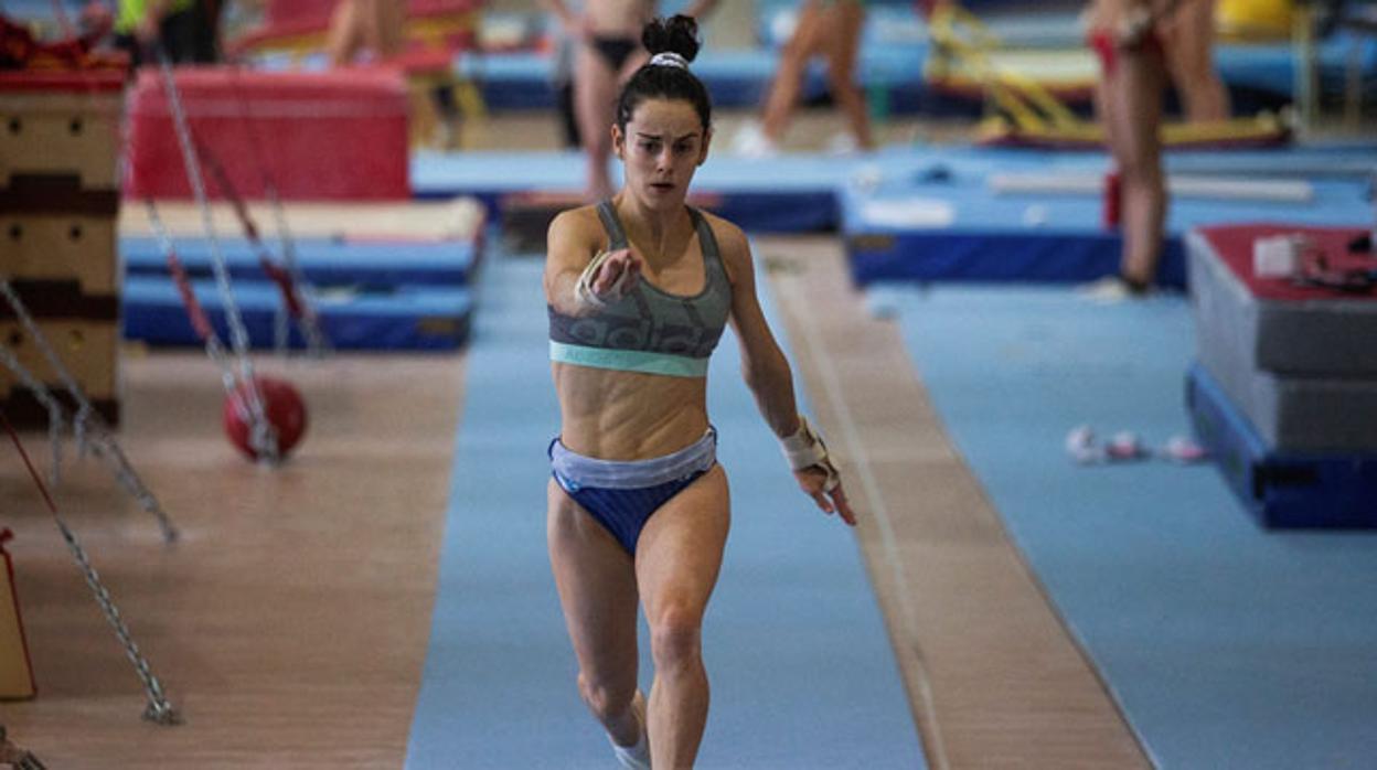 Ana Pérez, durante un entrenamiento del equipo español en el CAR de Madrid