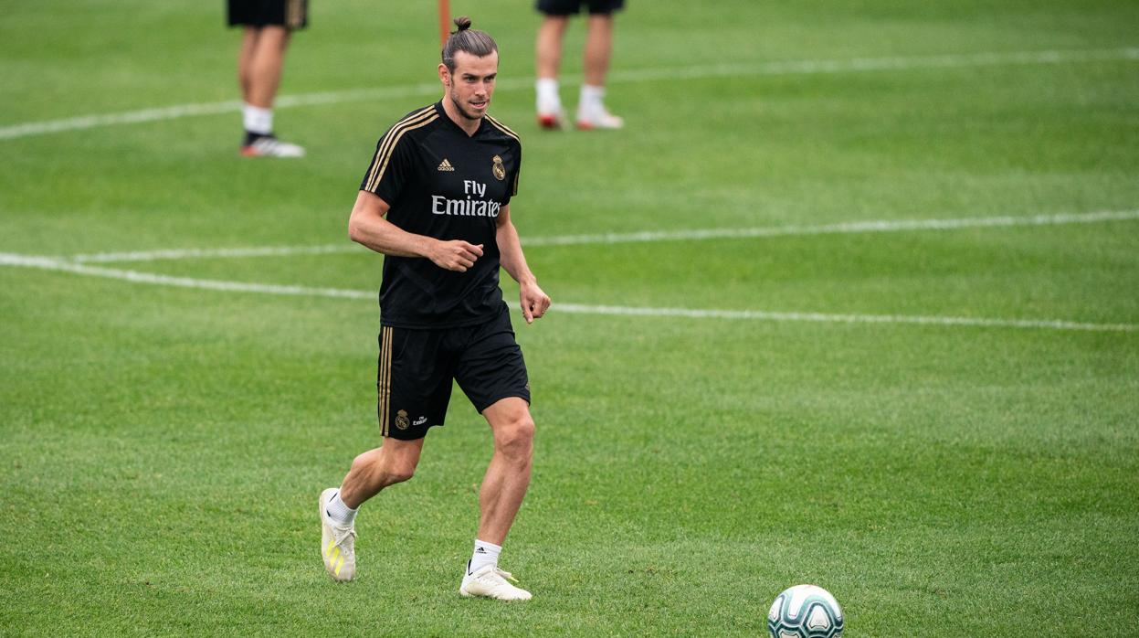 Bale, durante un entrenamiento con el Madrid