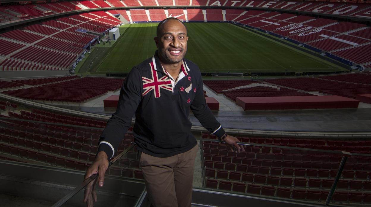 Joe Rokocoko, en un palco del estadio Metropolitano