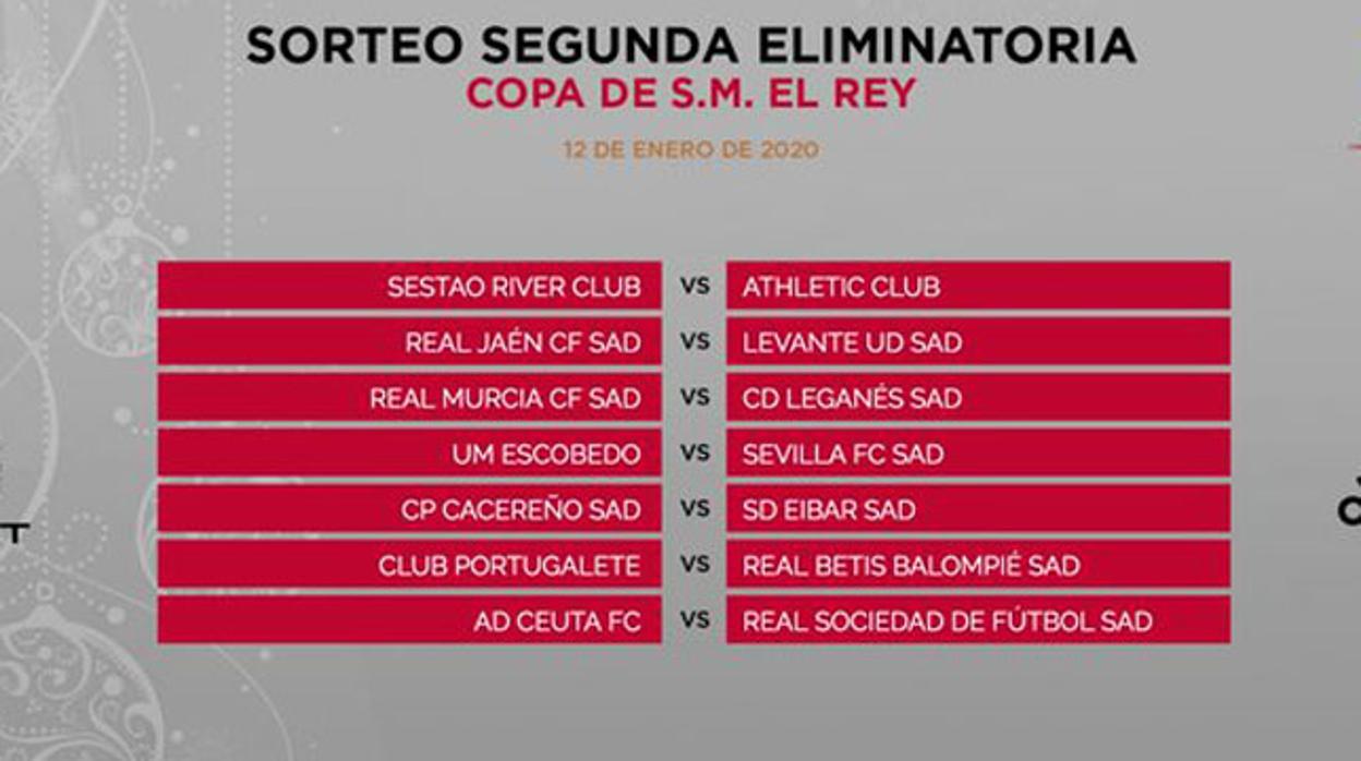 Escobedo-Sevilla y Portugalete-Betis, en la segunda ronda de la Copa del Rey