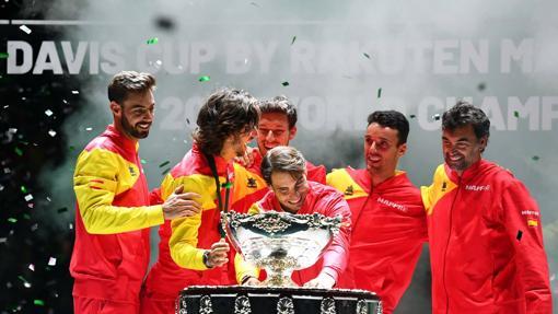 El equipo nacional de tenis, en la celebración de la Copa Davis en Madrid