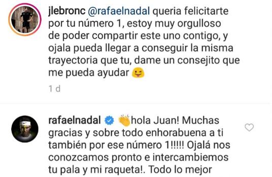 La felicitación de Rafa Nadal al gaditano Juan Lebrón