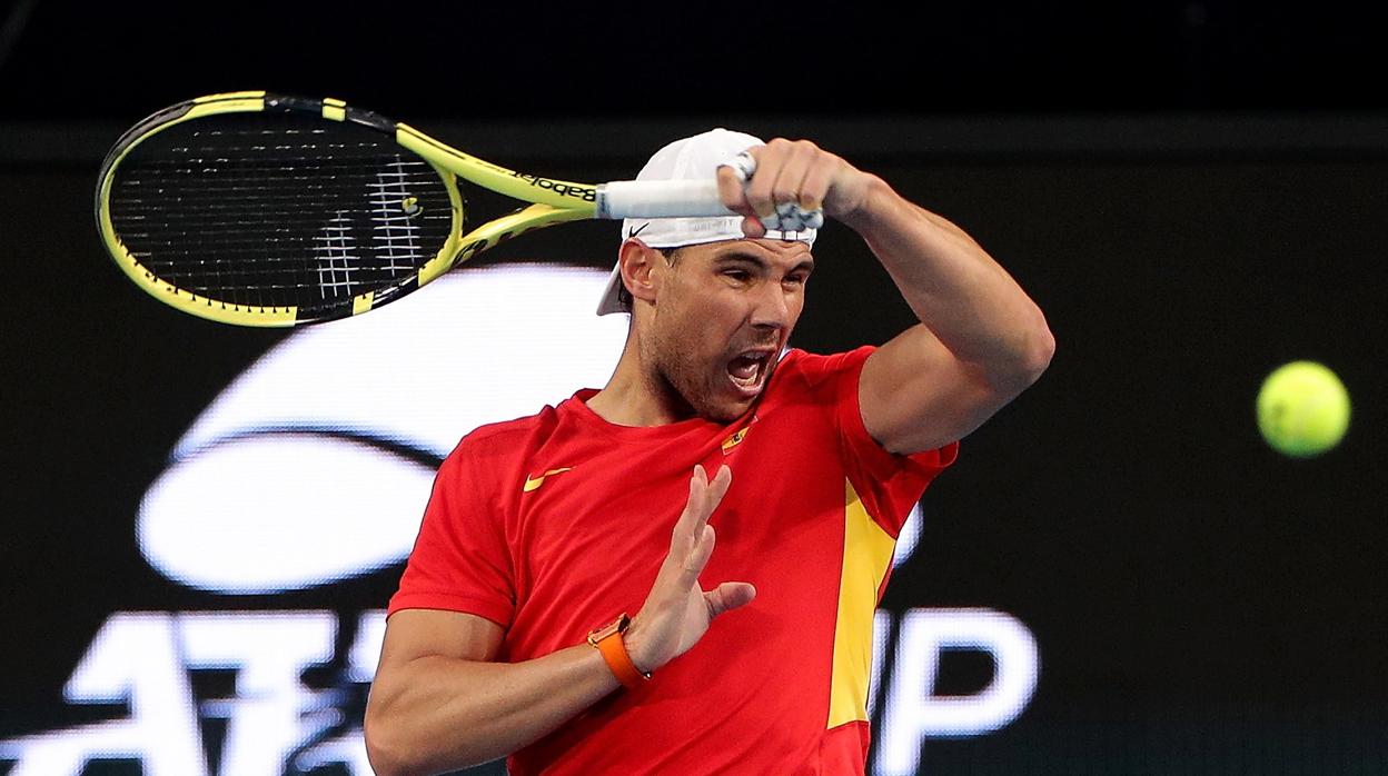 Nadal en un entrenamiento para la Copa ATP