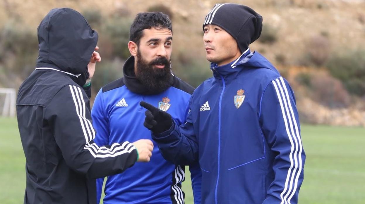 El chino Leilei Gao en un entrenamiento con la SD Ponferradina