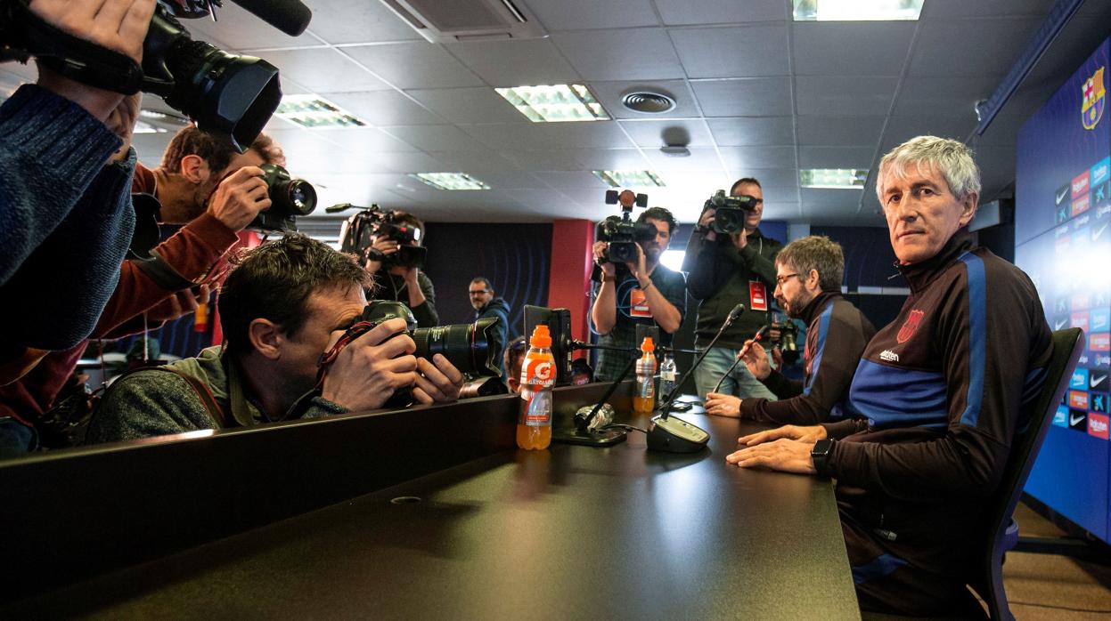 Quique Setién, en rueda de prensa