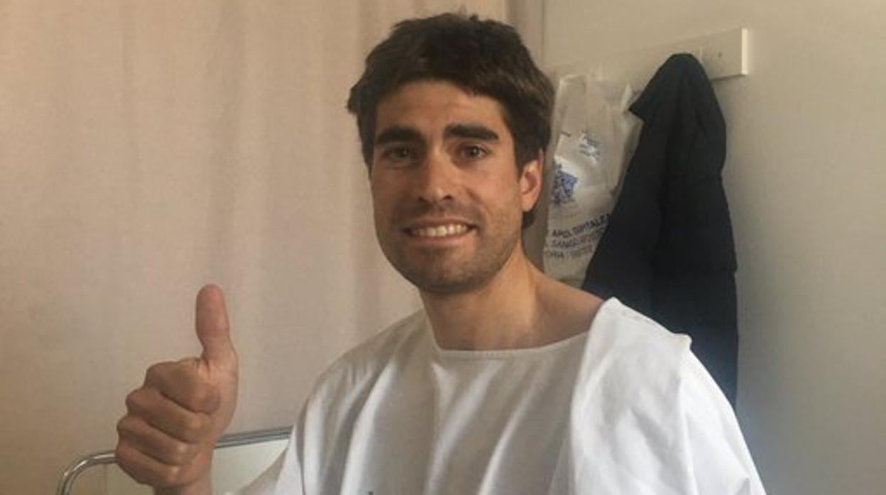 Mikel Landa, tras el accidente, en la foto que ha compartido a través de sus redes sociales