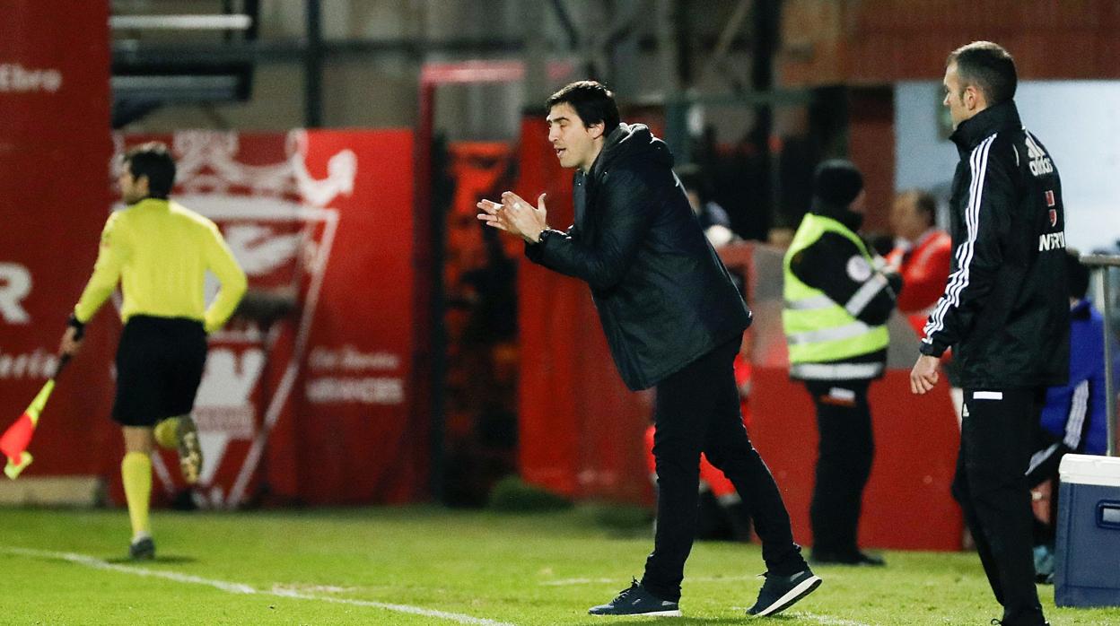 Andoni Iraola, en el partido de octavos de final de la Copa entre el Mirandés y el Sevilla