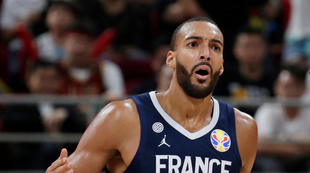 Gobert, en un partido con la selección de Francia