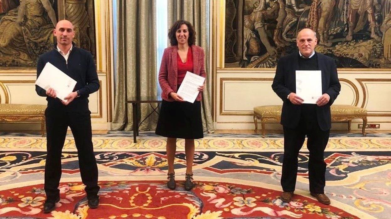 Rubiales, Irene Lozano y Tebas en el Palacio de Viana