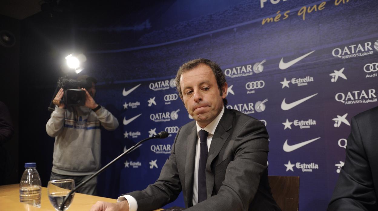 Sandro Rosell durante una rueda de prensa