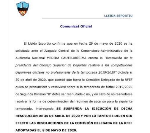 El Lleida amenaza el playoff de ascenso en la Audiencia Nacional