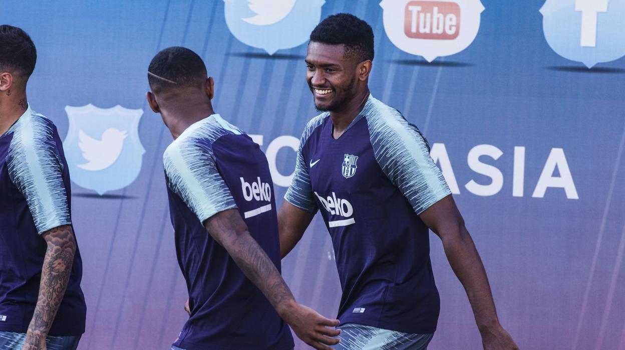 Semedo durante un entrenamiento del Barcelona