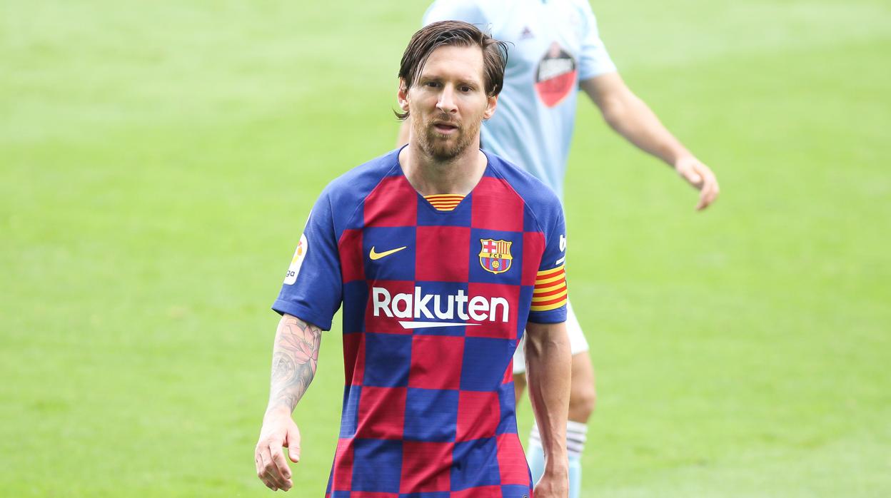 LEo Messi durante e partido ante el Celta