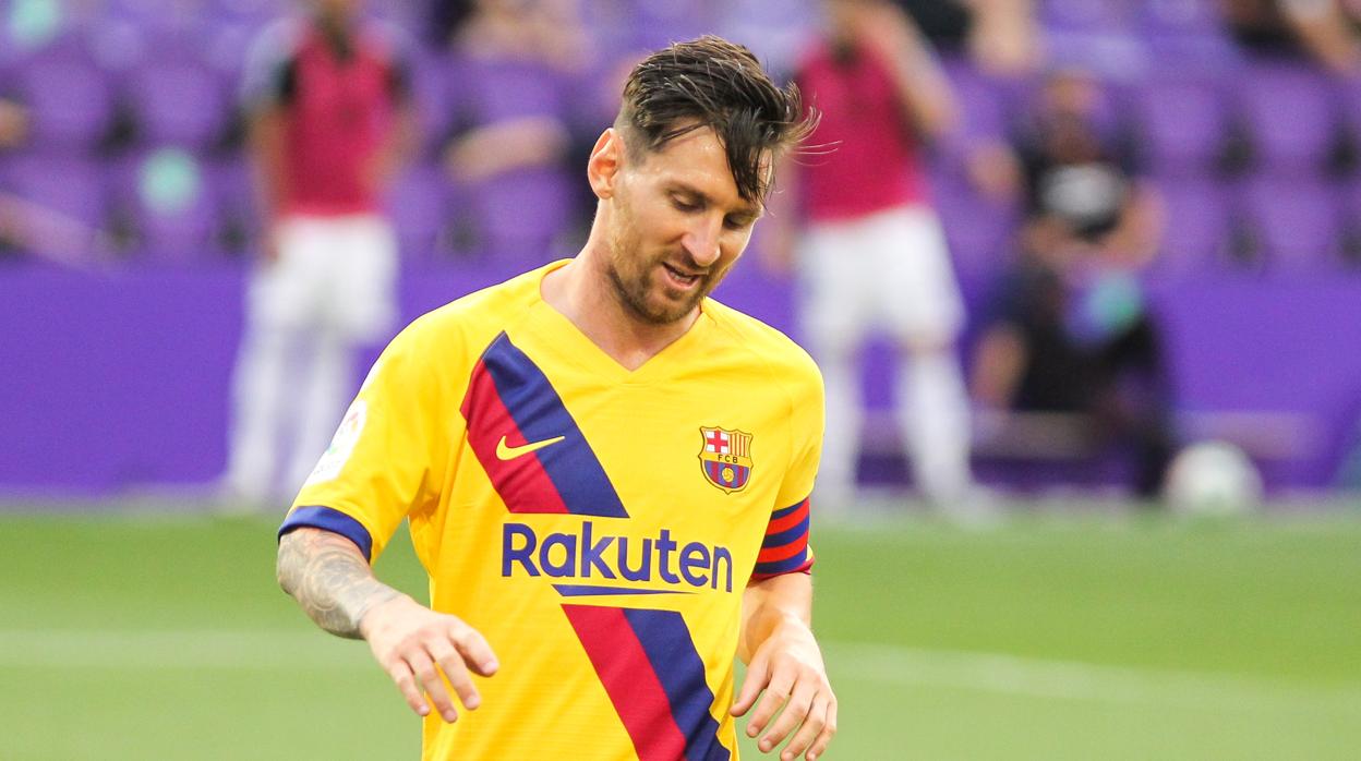 Leo Messi durante el partido ante el Valladolid en Pucela