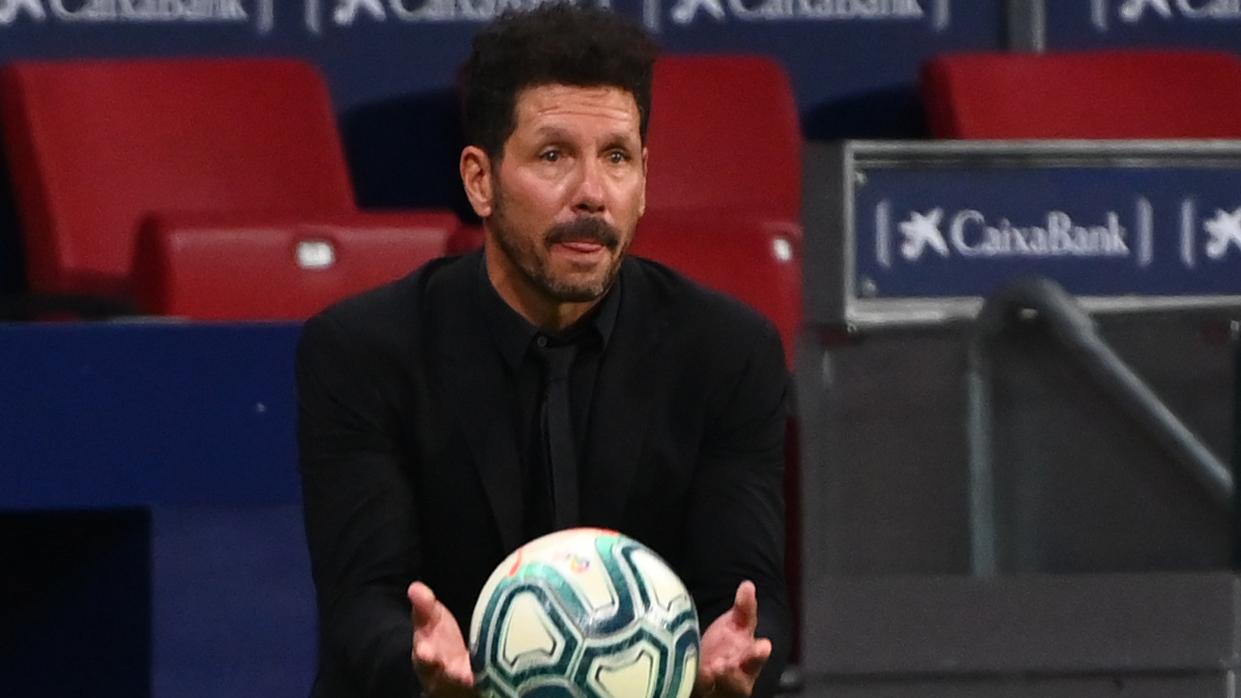 Simeone, en el último partido de Liga del Atlético en el Metropolitano frente al Betis