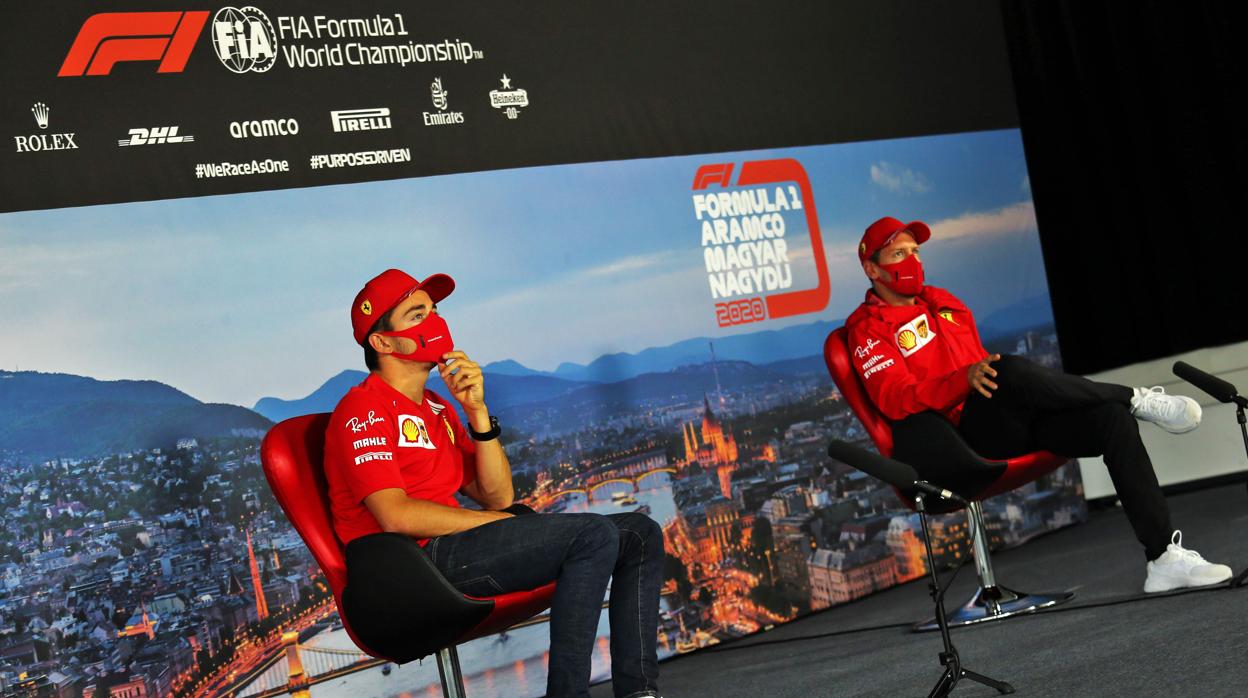 Leclerc y Vettel en la rueda de prensa previa al Gran Premo de Hungria