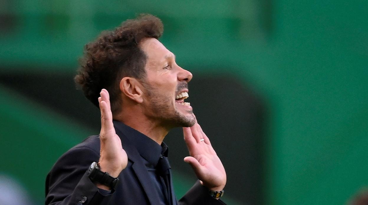 Simeone, en el partido de cuartos de final ante el Leipzig