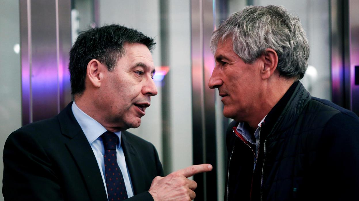 Bartomeu y Setién, hablando