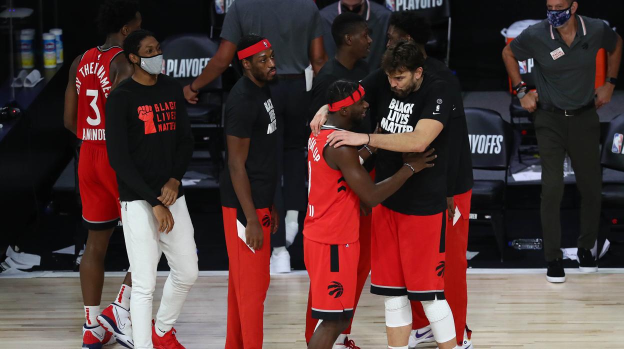 Marc Gasol, con la camiseta con el lema «Black Lives Matter»