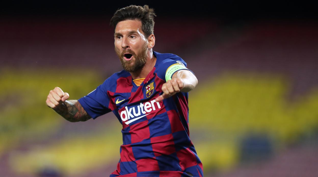 Messi celebra un gol con el Barcelona