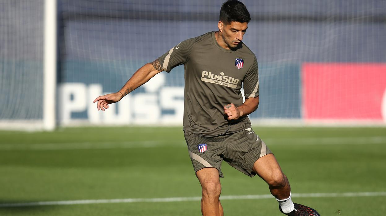 Luis Suárez, en el entrenamiento del viernes con el Atlético de Madrid